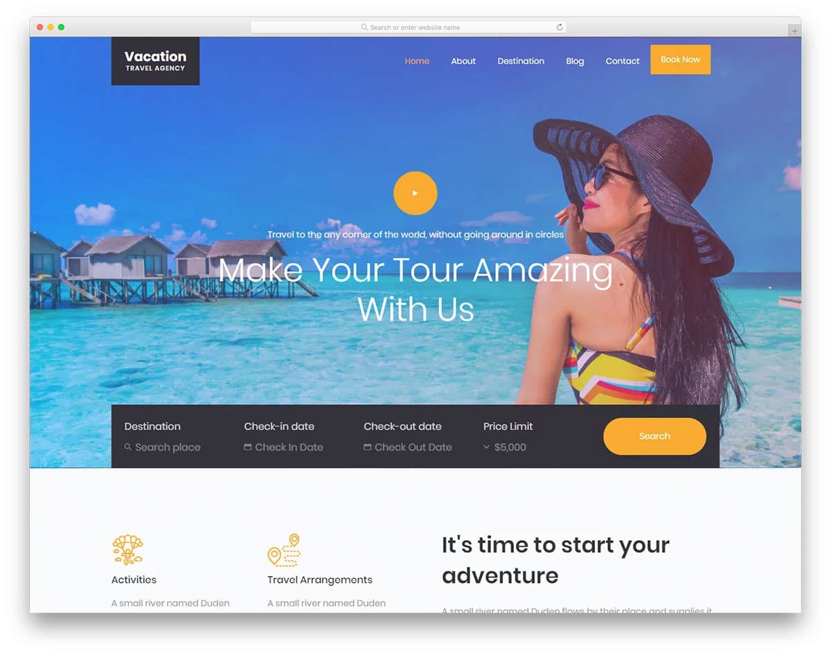 travel agency website template wordpress free
