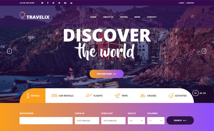 travel agency website using html and css