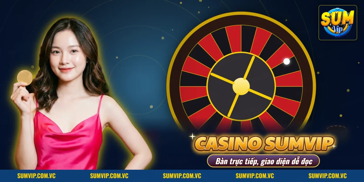 Bàn baccarat trực tiếp với các ô Player, Banker, Tie của SUMVIP